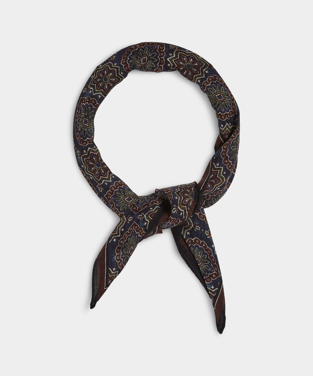 Wool Medallion Neckerchief in Navy