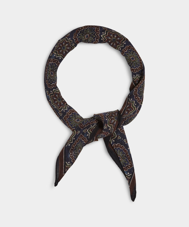 Wool Medallion Neckerchief in Navy