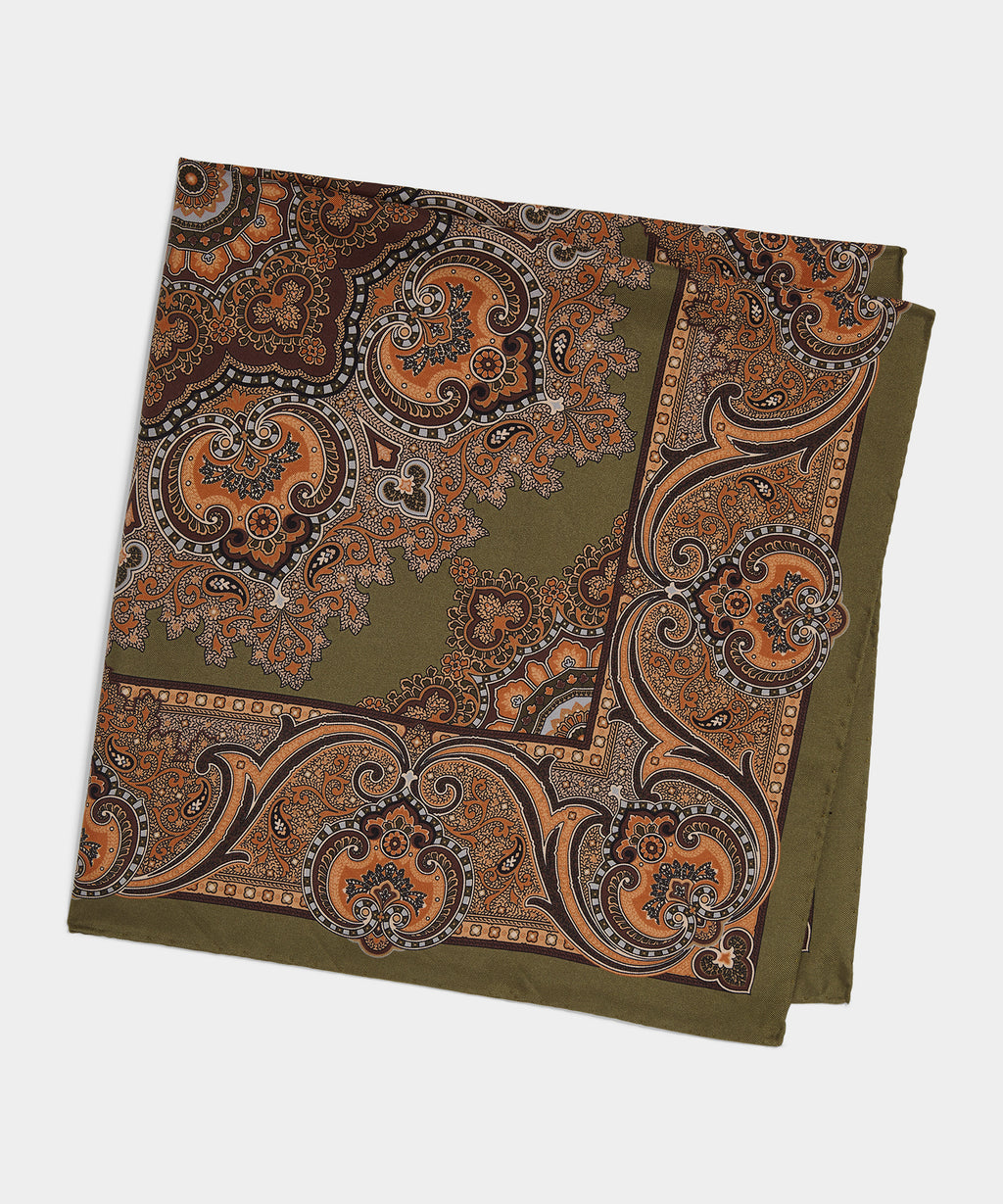 Silk Paisley Neckerchief in Light Sage