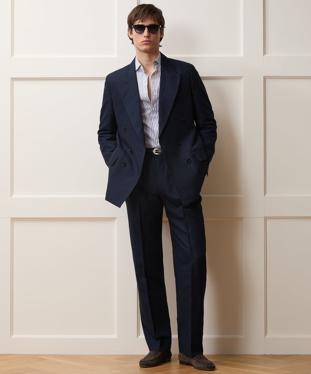 Italian Linen-Cotton Pinstripe Wythe Suit