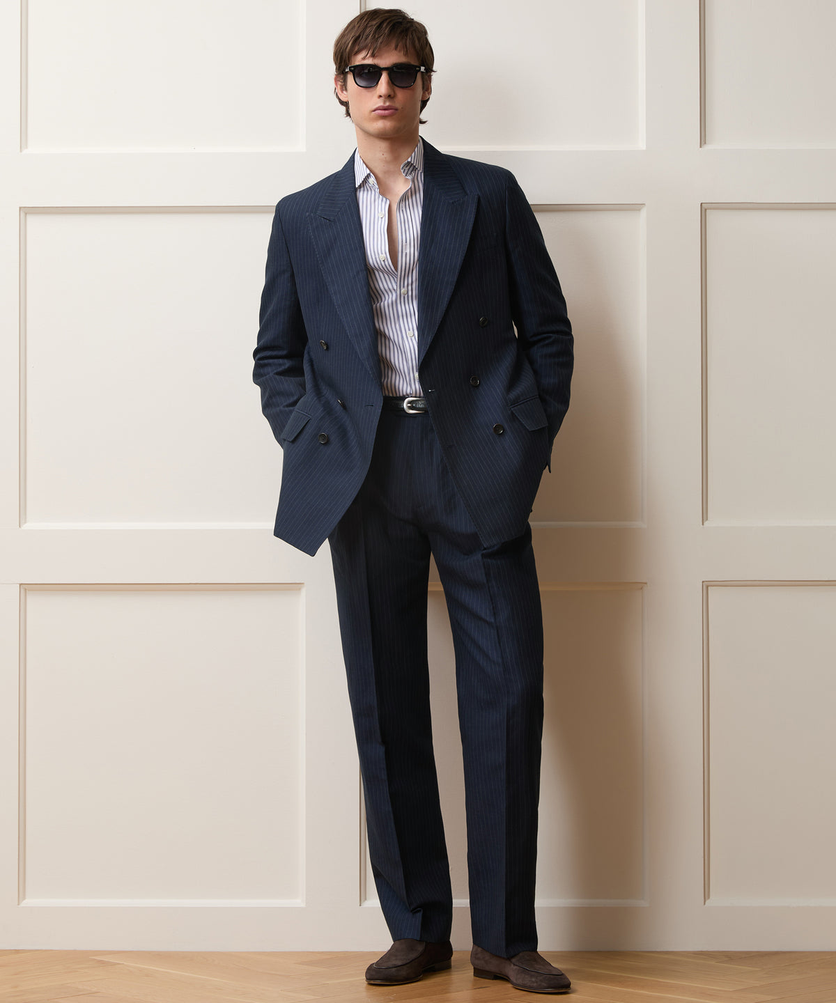 Italian Linen-Cotton Pinstripe Wythe Trouser