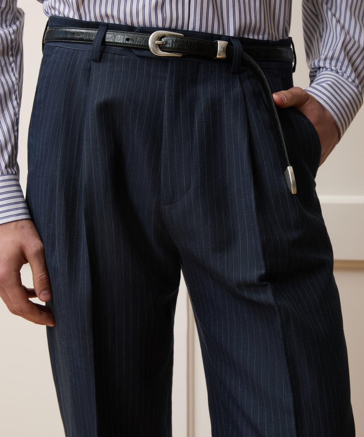Italian Linen-Cotton Pinstripe Wythe Suit