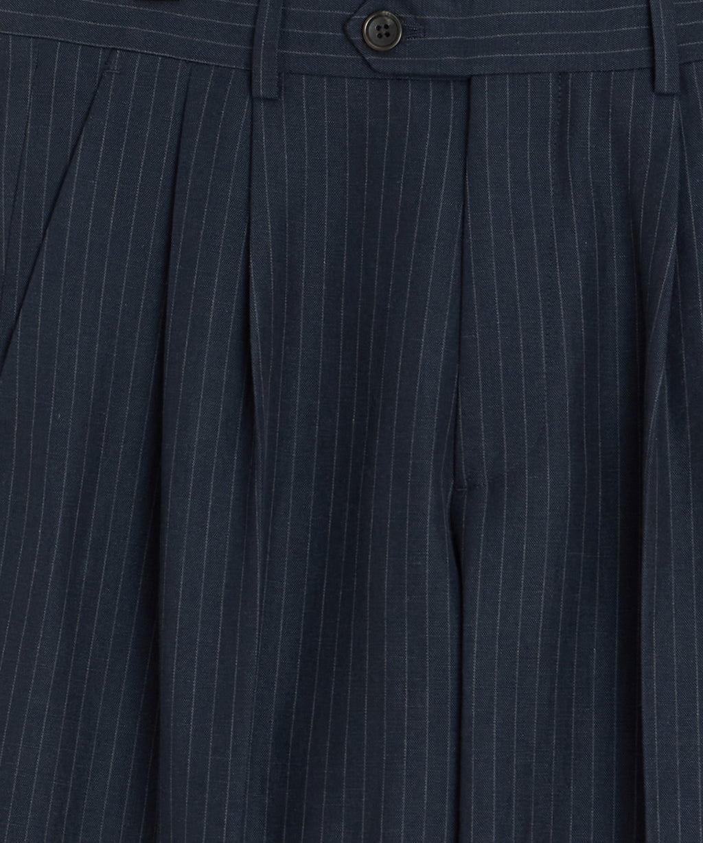 Italian Linen-Cotton Pinstripe Wythe Trouser
