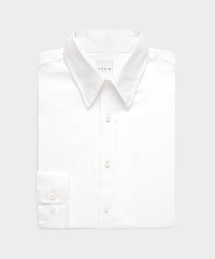 Cotton Poplin Long Point Collar Dress Shirt