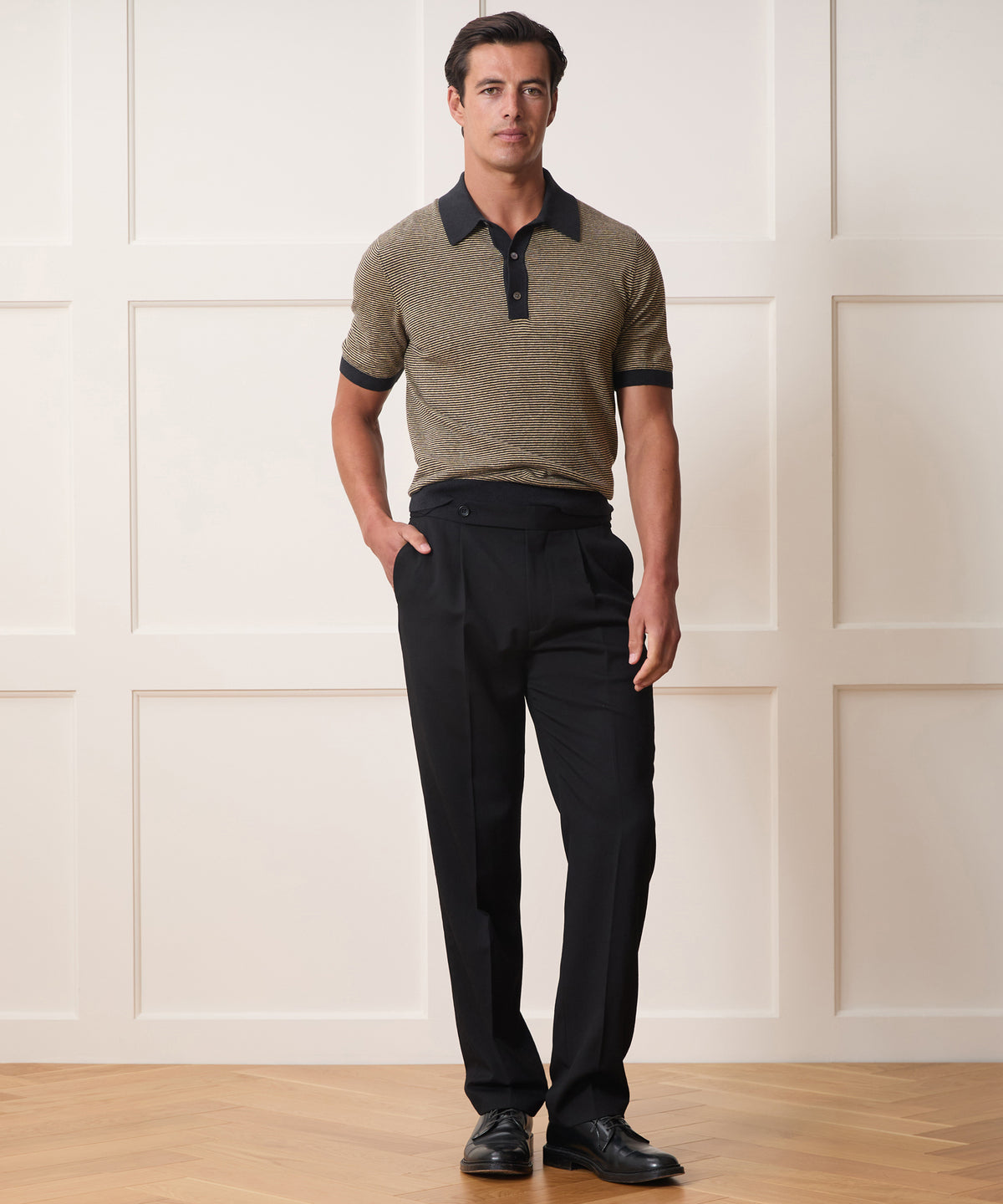 Linen Stripe Sweater Polo