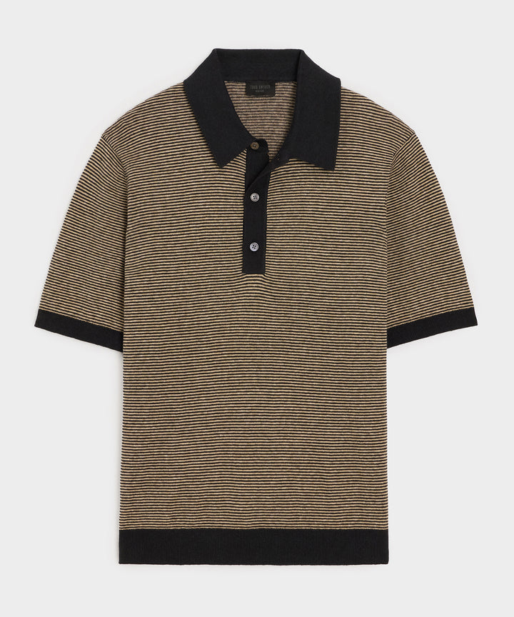Linen Stripe Sweater Polo