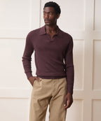 Silk-Cashmere Ribbed Montauk Sweater Polo