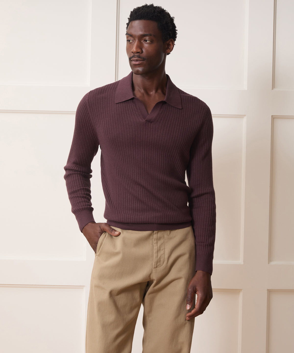 Silk-Cashmere Ribbed Montauk Sweater Polo