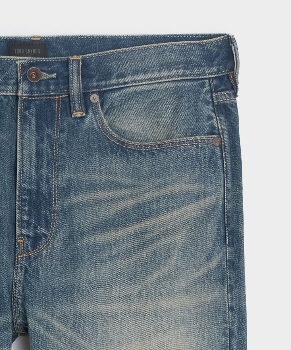 High-Rise Slim Fit Jean in Worn Dark Indigo