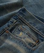 High-Rise Slim Fit Jean in Worn Dark Indigo