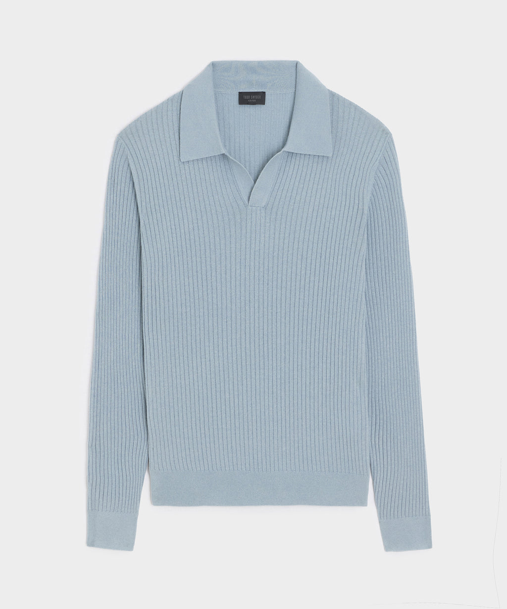 Silk-Cashmere Ribbed Montauk Sweater Polo