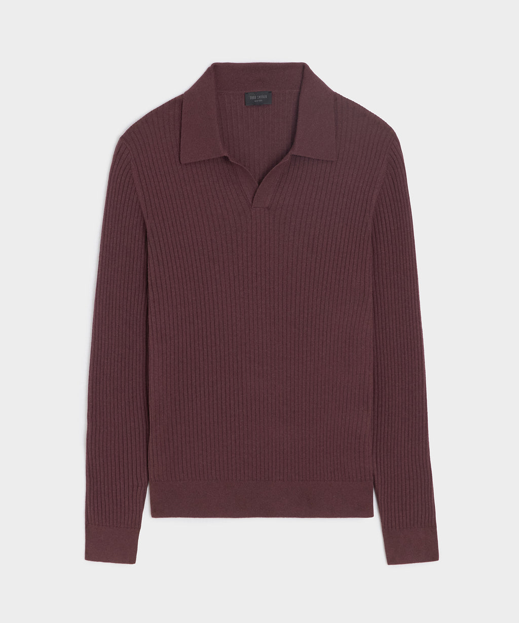 Silk-Cashmere Ribbed Montauk Sweater Polo