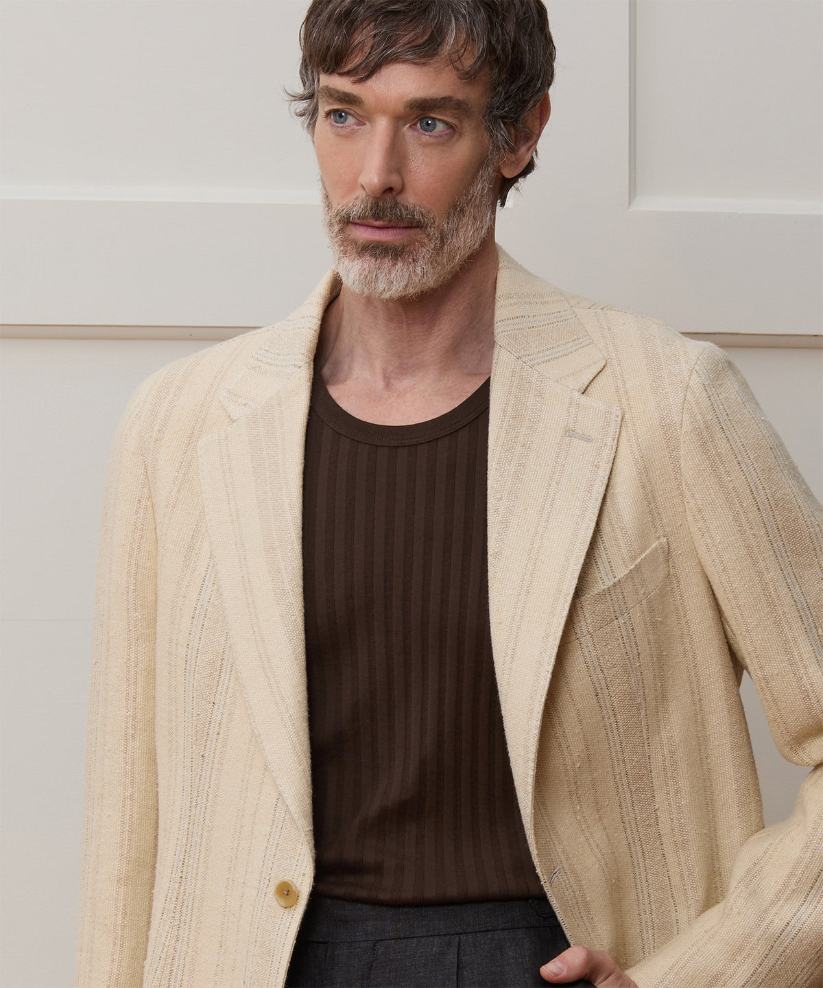 Italian Linen Silk Double Stripe Sport Coat