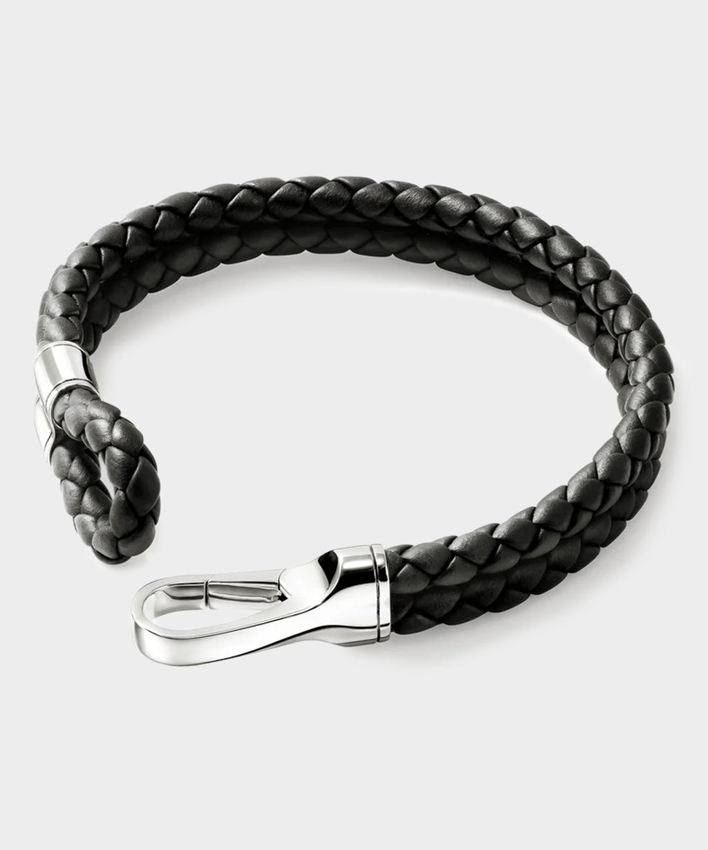 John Hardy Sterling Silver Leather Double Row Bracelet