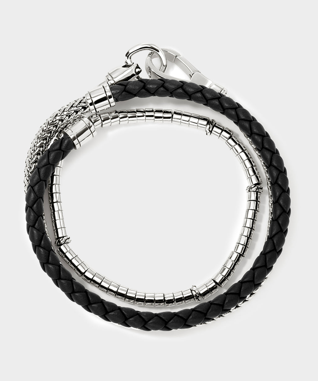 John Hardy Sterling Silver Heishi Triple Wrap Bracelet