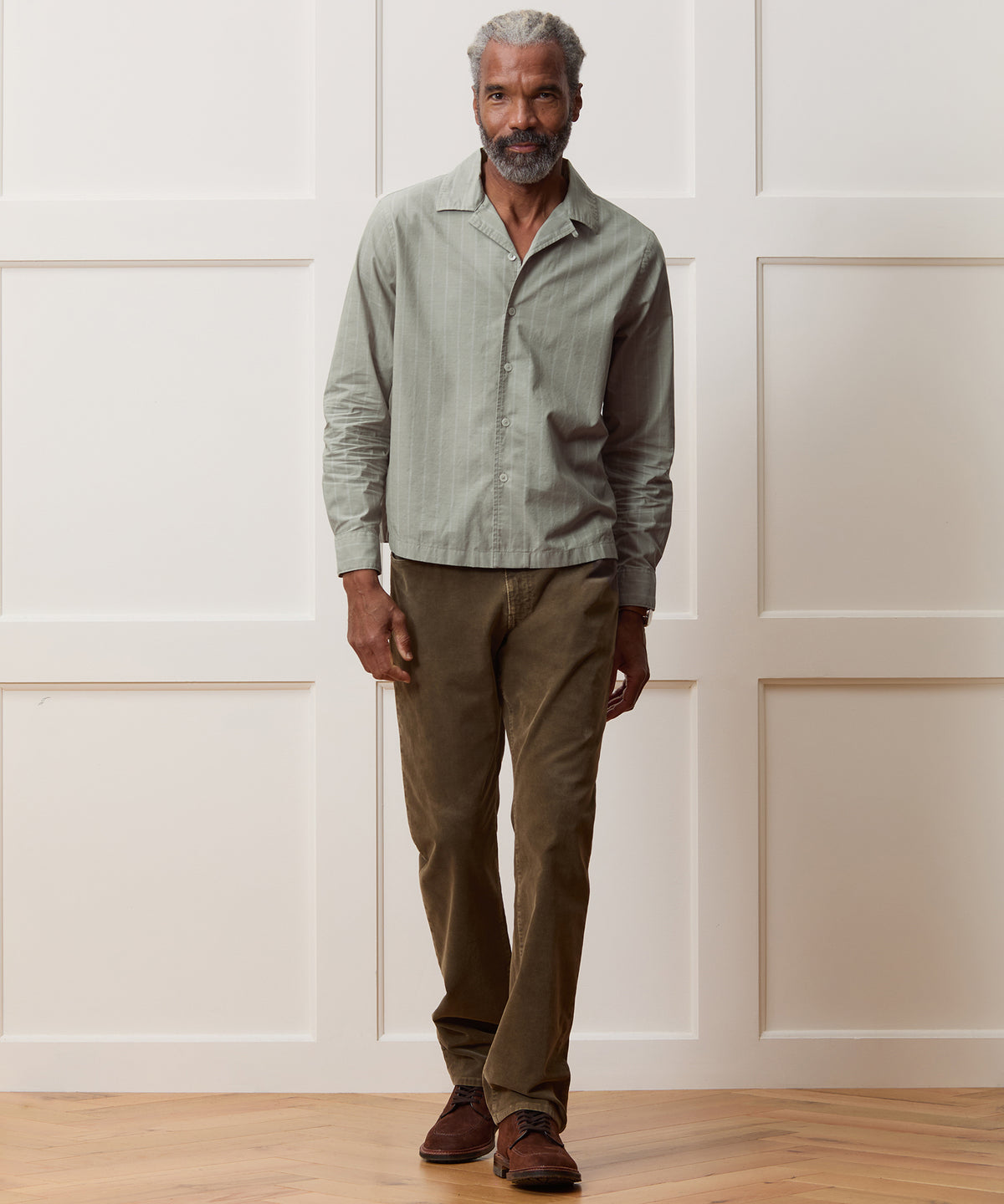 Brushed Poplin Camp Collar Shirt