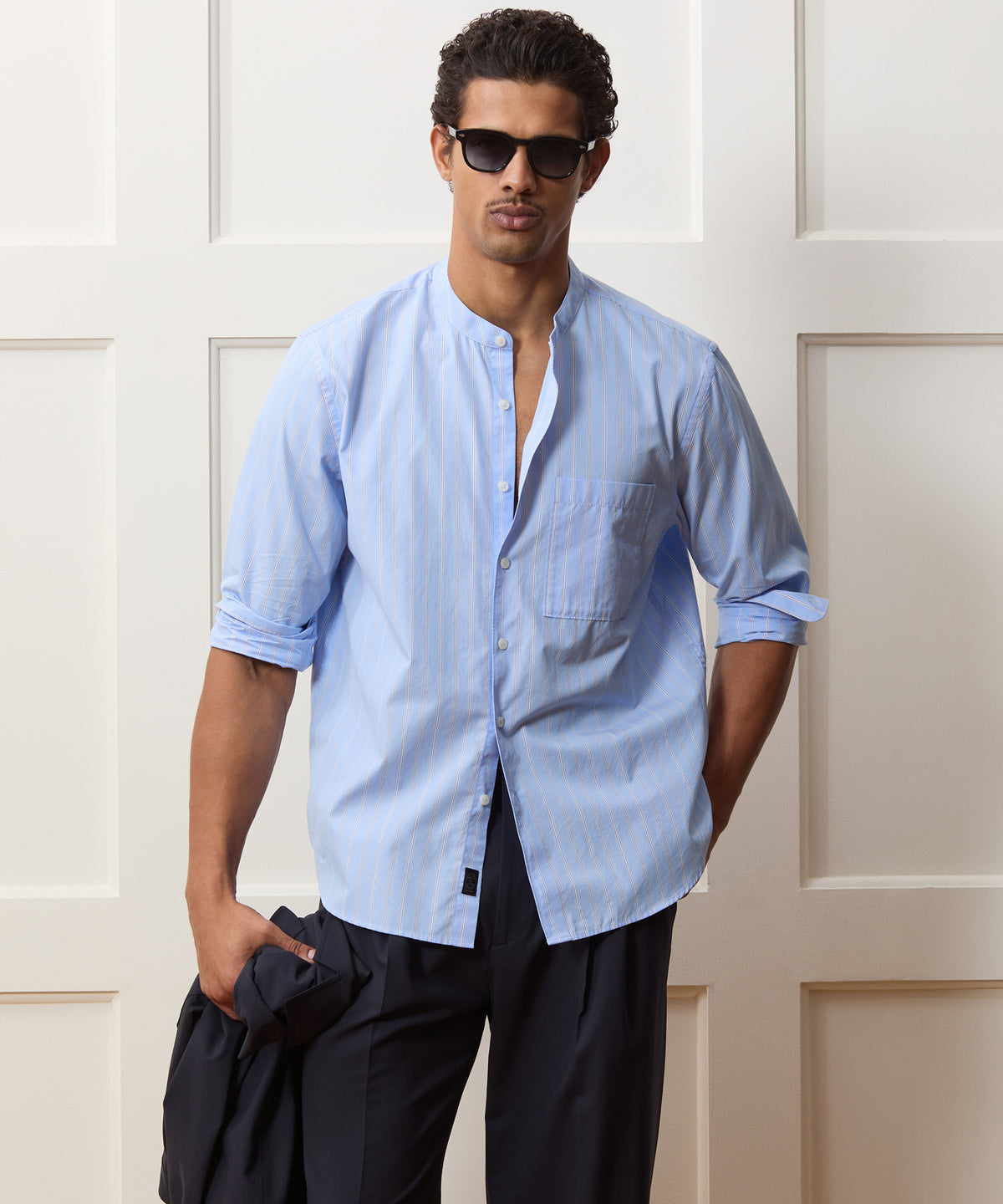 Poplin Band Collar Shirt