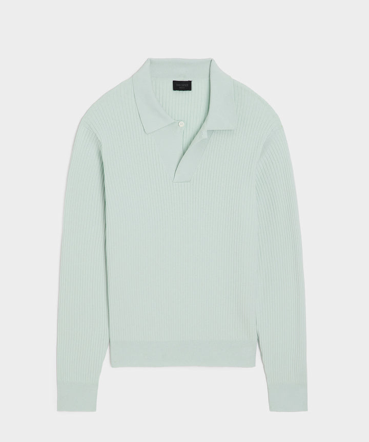 Ribbed Cotton-Cashmere Sweater Polo