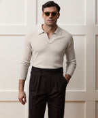 Ribbed Cotton-Cashmere Sweater Polo