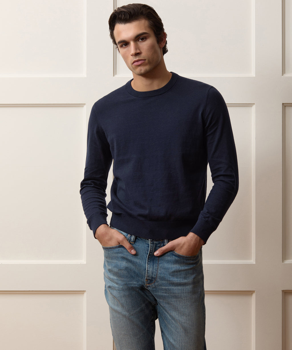 Cotton-Cashmere Crewneck Sweater