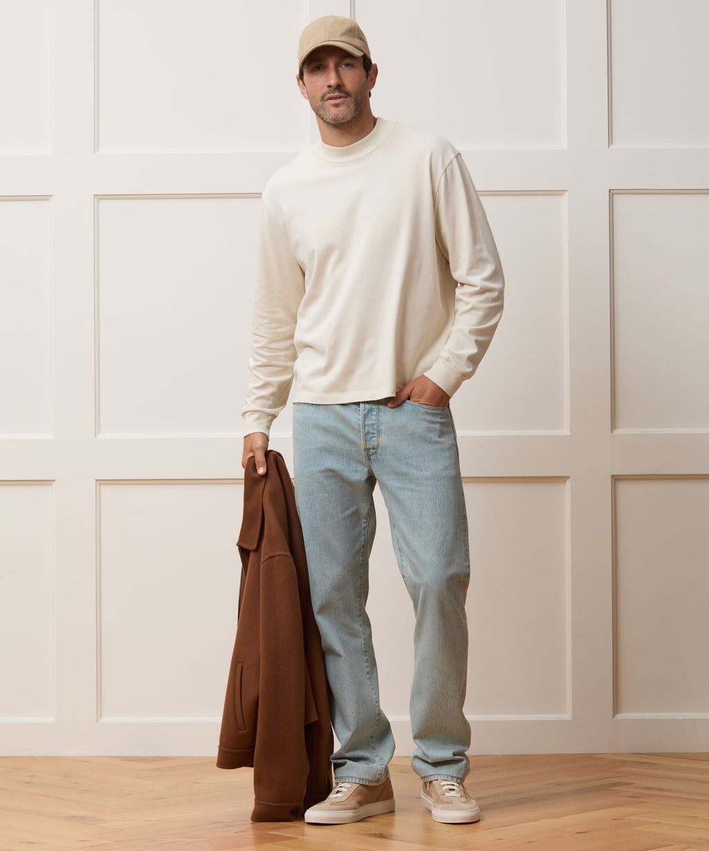 Boxy Jersey Mockneck Tee