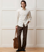 Cotton Twill Long Point Collar Shirt