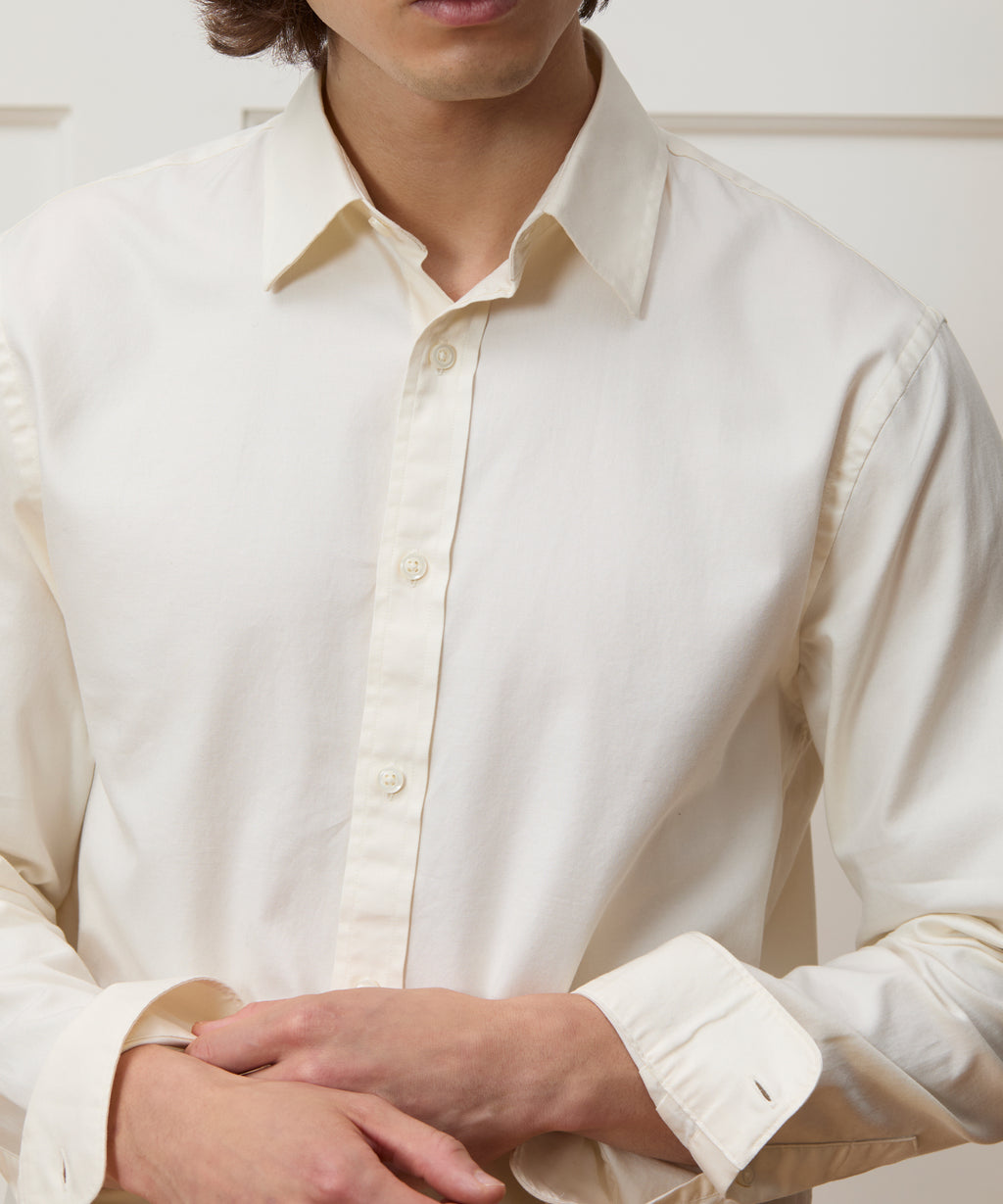 Cotton Twill Long Point Collar Shirt