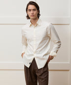 Cotton Twill Long Point Collar Shirt