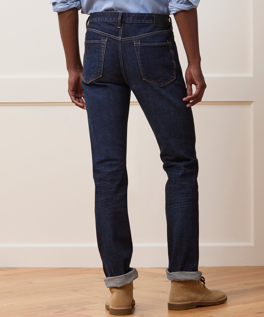 Straight Japanese Selvedge Stretch Jean in Worn Indigo