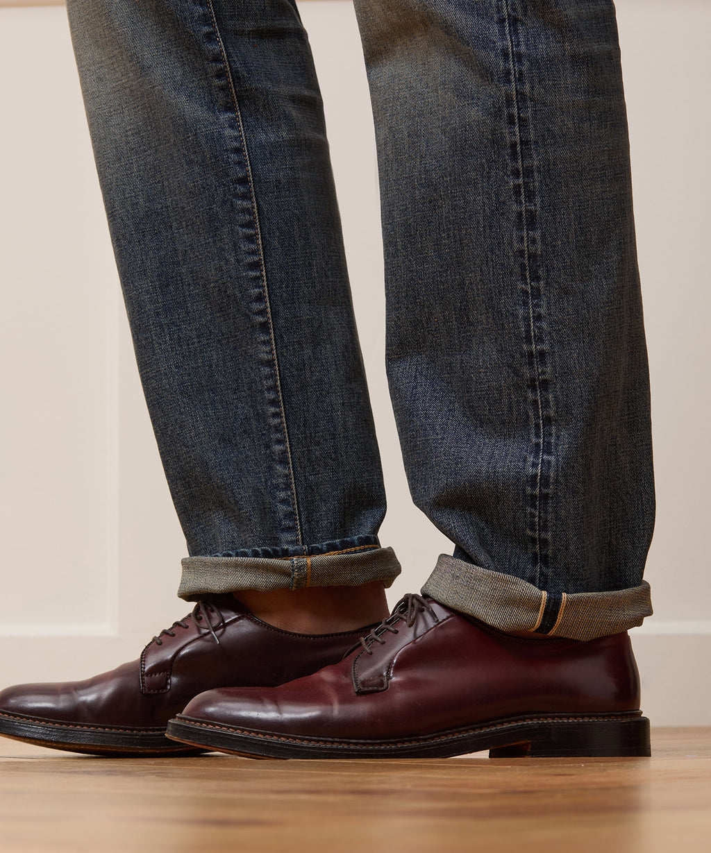 Straight Japanese Selvedge Stretch Jean in Worn Wash