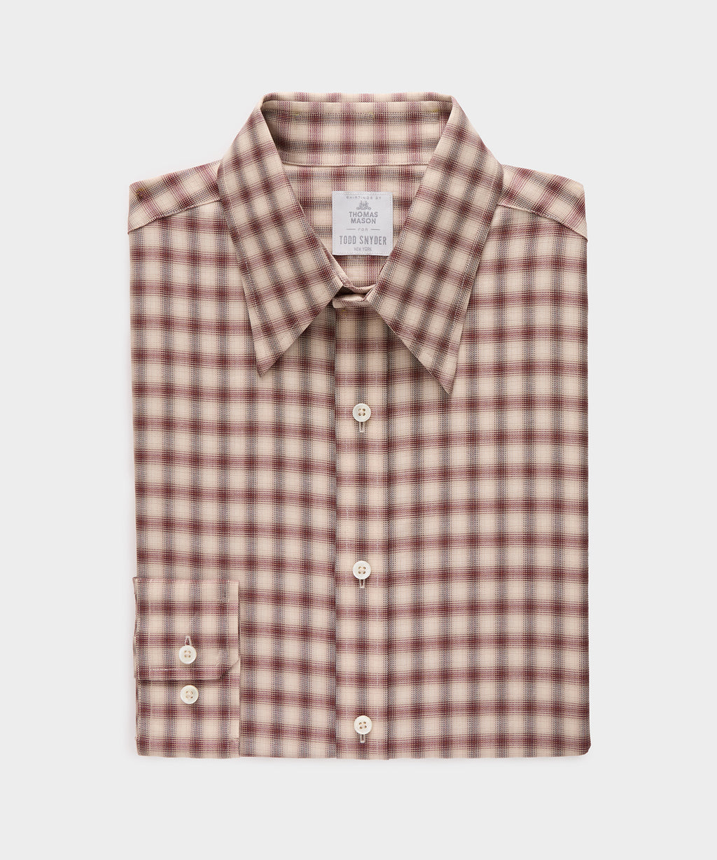 Lightweight Flannel Long Point Collar Dress Shirt