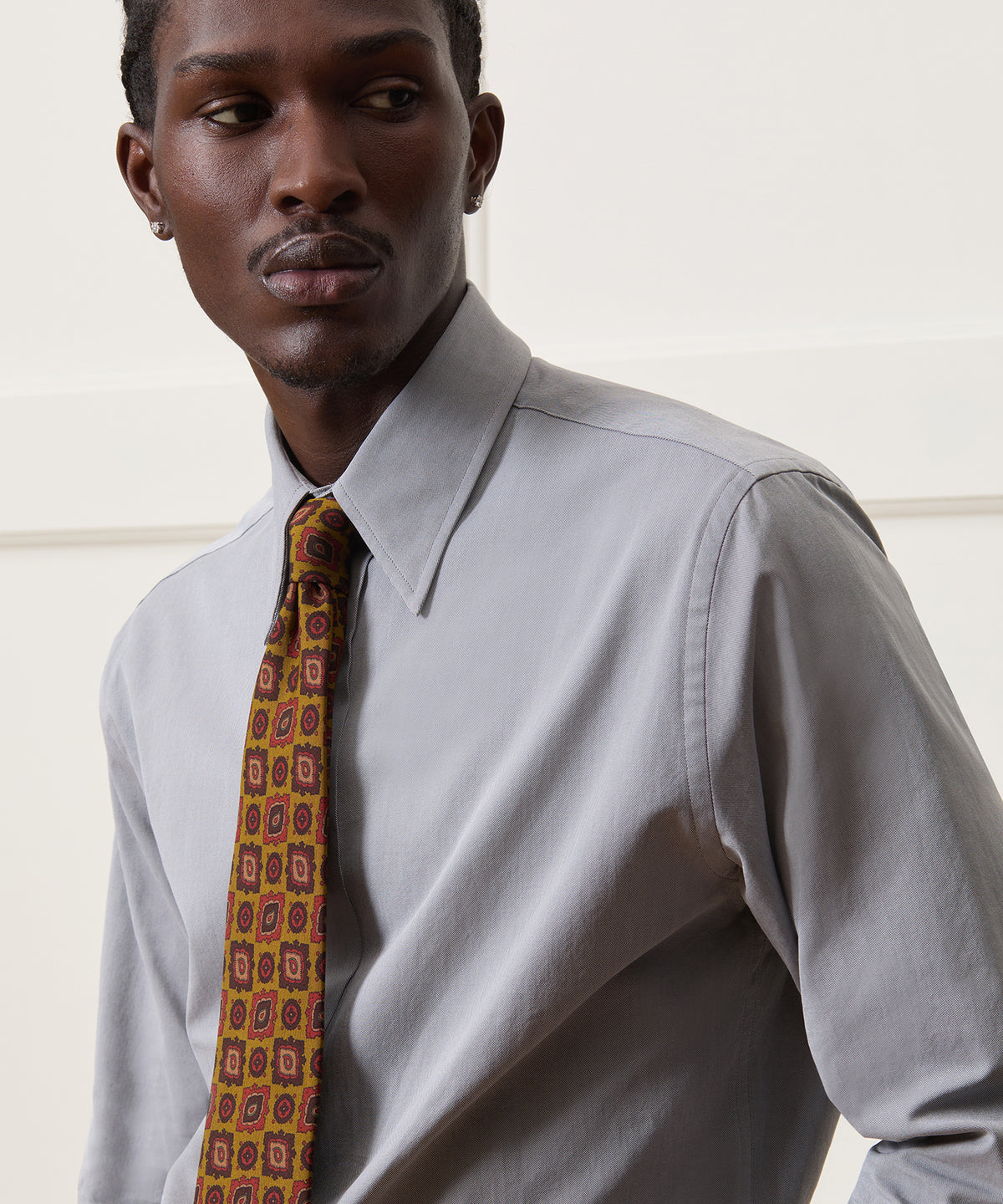 Slim Twill Long Collar Dress Shirt