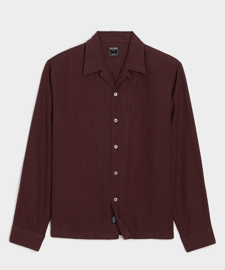 Cropped Sea Soft Irish Linen Camp Collar Shirt