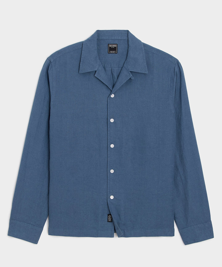 Cropped Sea Soft Irish Linen Camp Collar Shirt