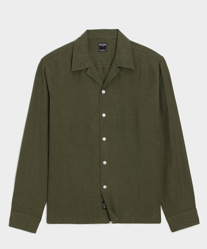 Cropped Sea Soft Irish Linen Camp Collar Shirt