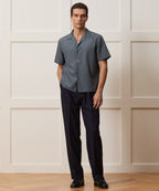 Cropped Silk Geo Camp Collar Shirt