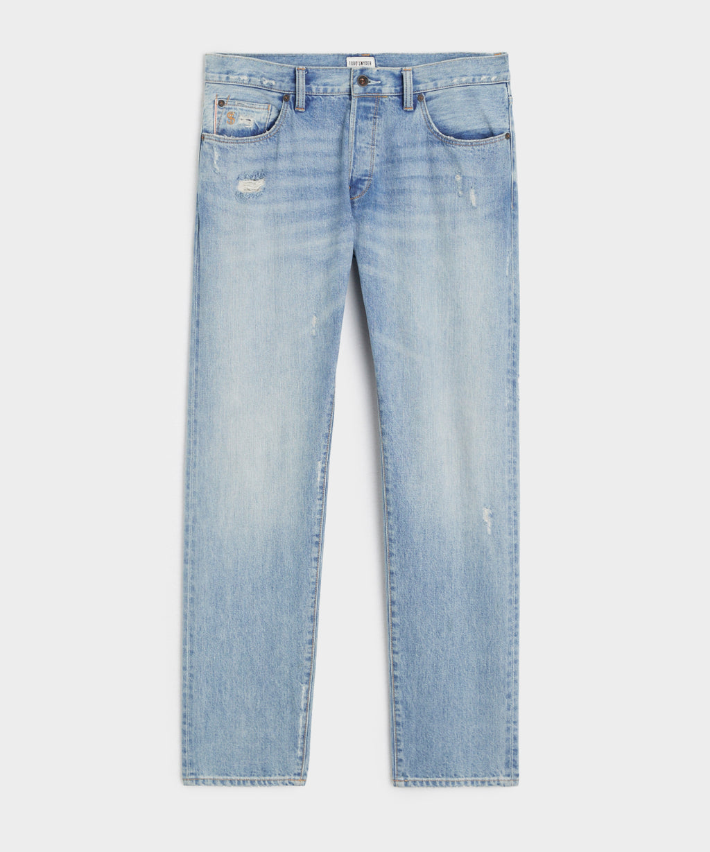 Slim Selvedge Jean in Distressed Wash
