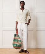 Linen-Cotton Henley Sweater