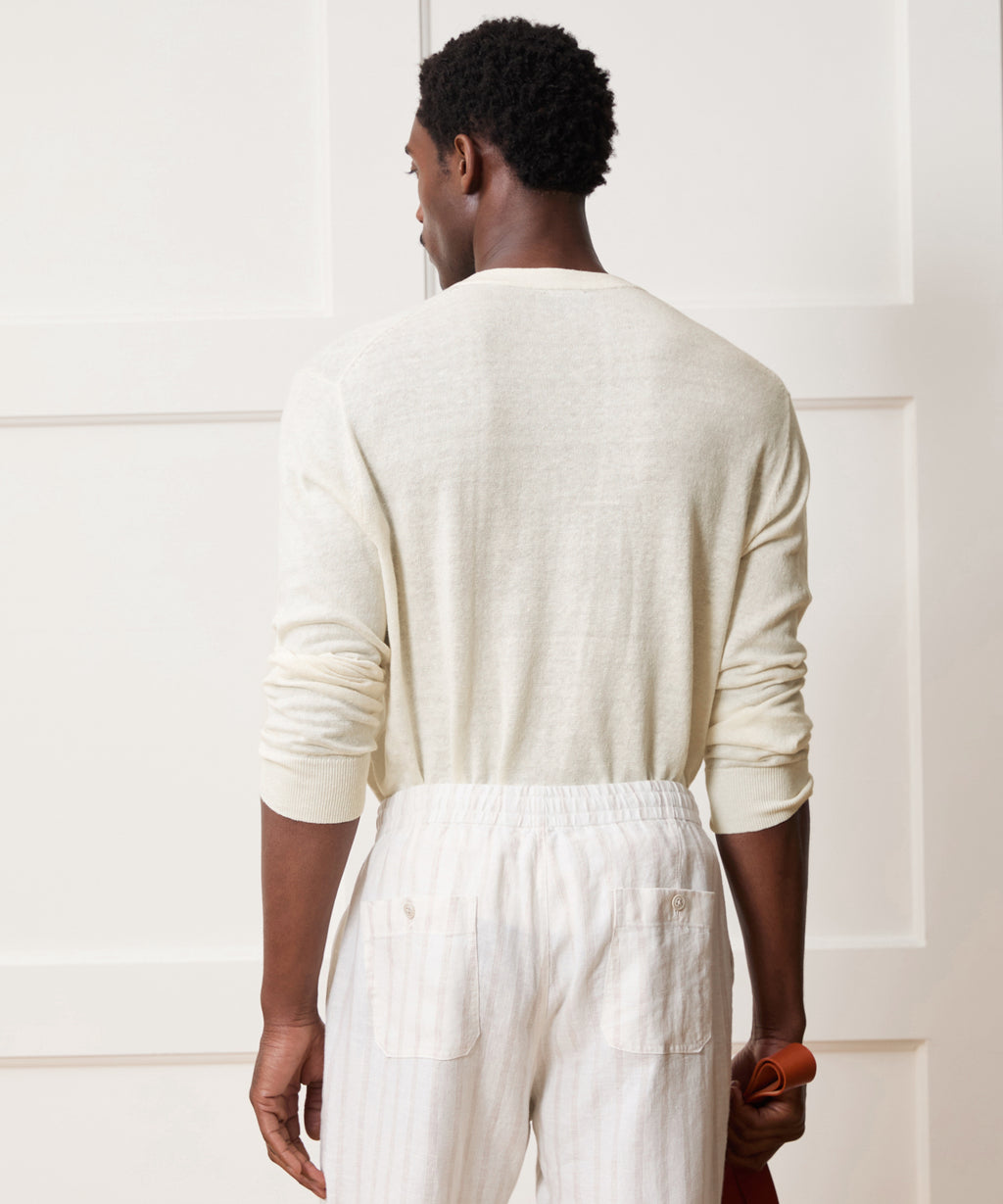 Linen-Cotton Henley Sweater