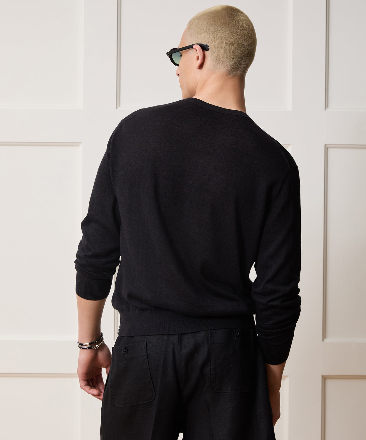 Linen-Cotton Henley Sweater