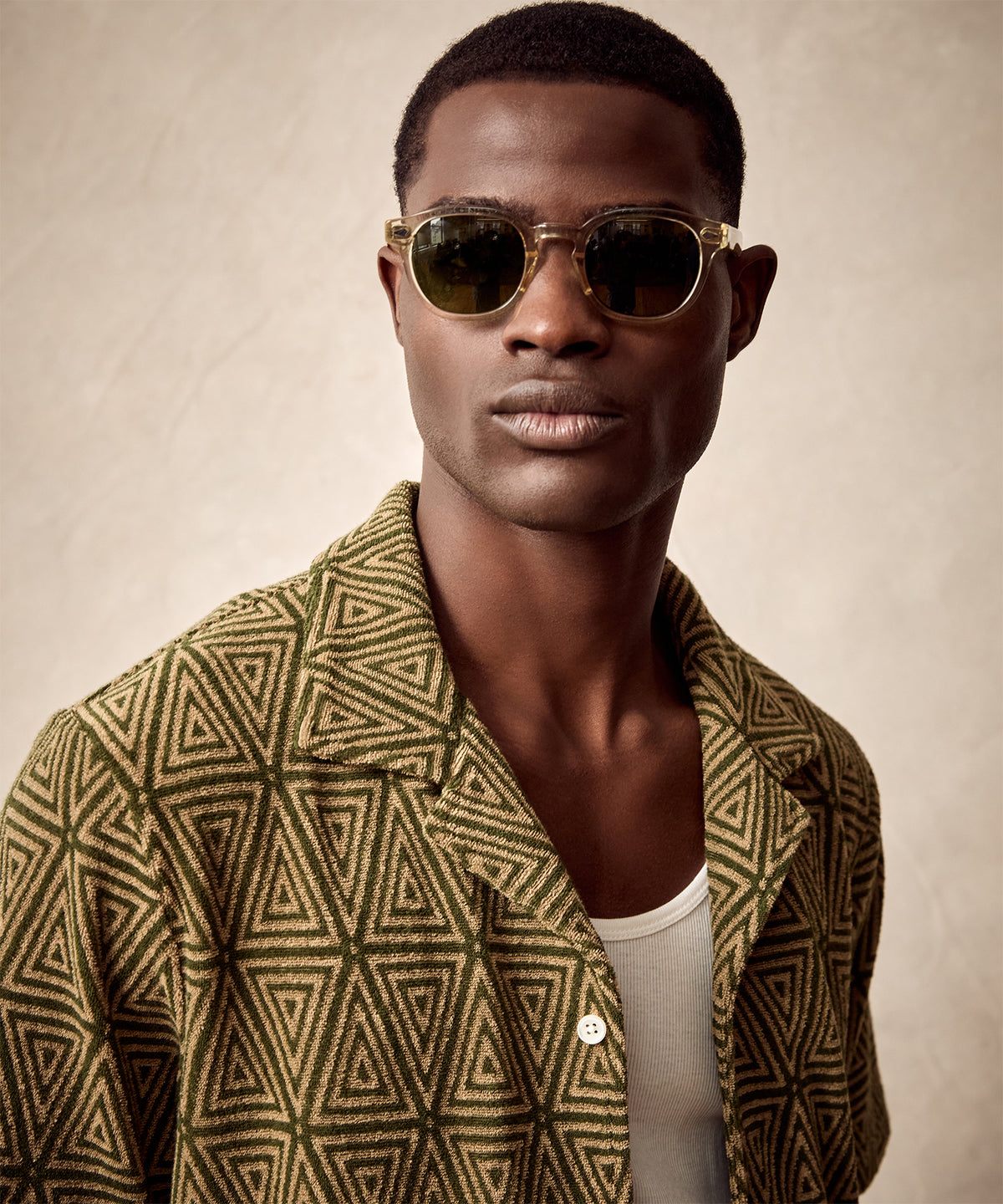 Terry Jacquard Cabana Polo Shirt in Green Leaf