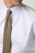 Italian Cotton-Linen Long Point Collar Dress Shirt