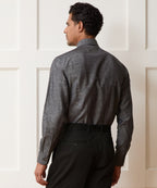 Italian Cotton-Linen Long Point Collar Dress Shirt