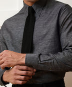 Italian Cotton-Linen Long Point Collar Dress Shirt