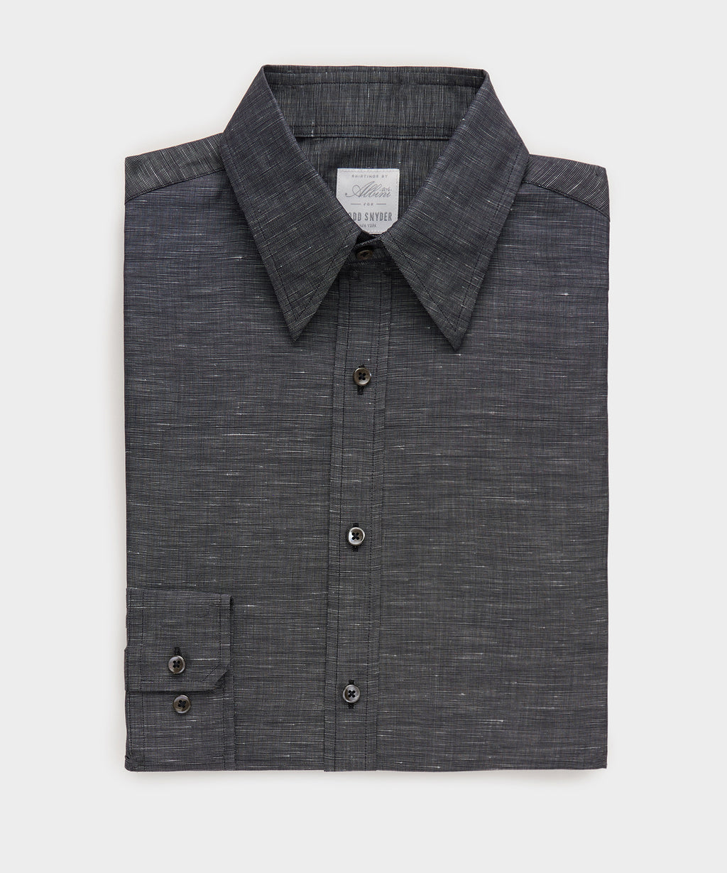 Italian Cotton-Linen Long Point Collar Dress Shirt