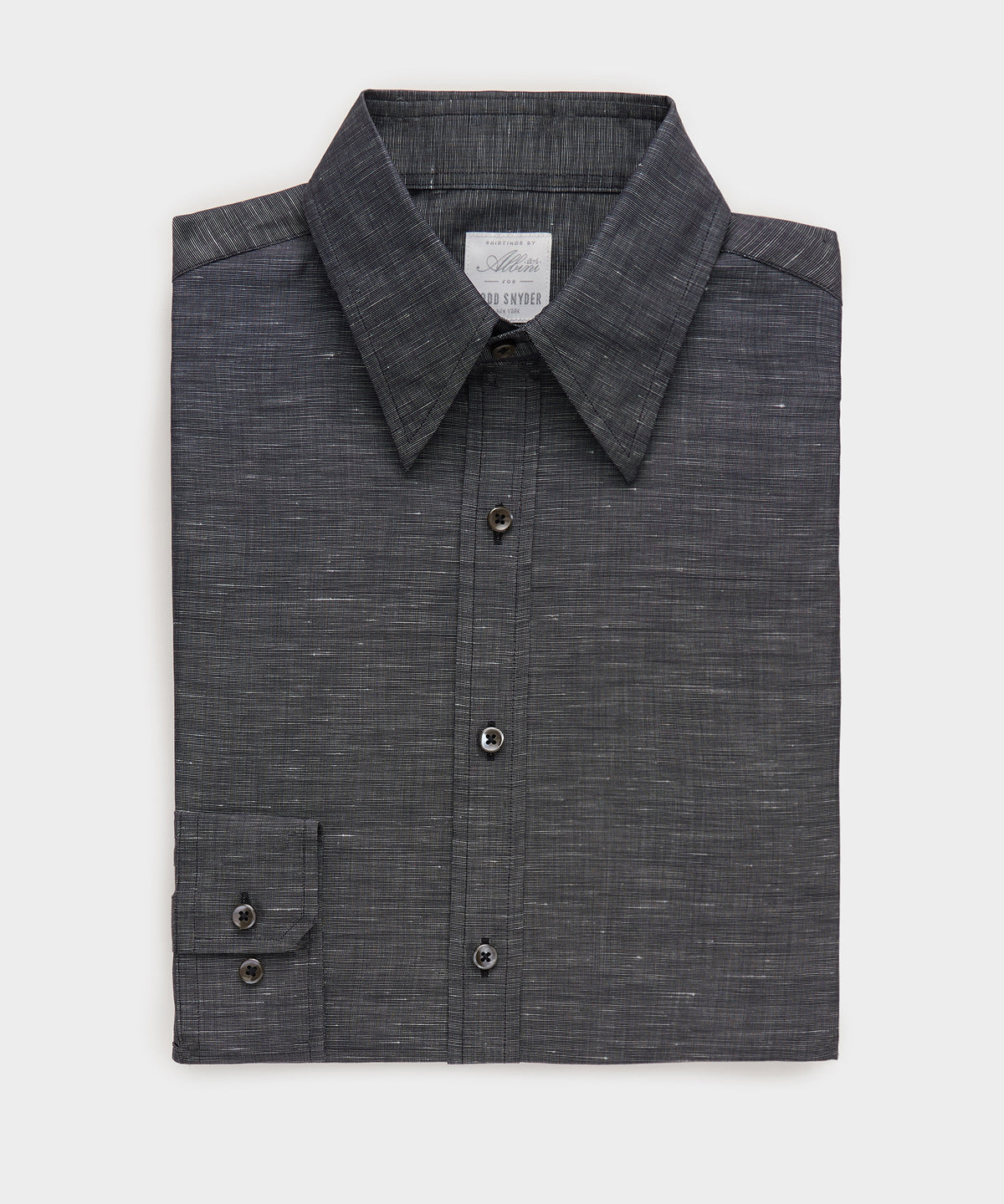 Italian Cotton-Linen Long Point Collar Dress Shirt
