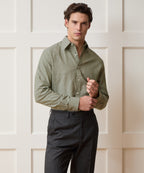 Italian Cotton-Linen Long Point Collar Dress Shirt