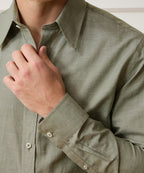 Italian Cotton-Linen Long Point Collar Dress Shirt