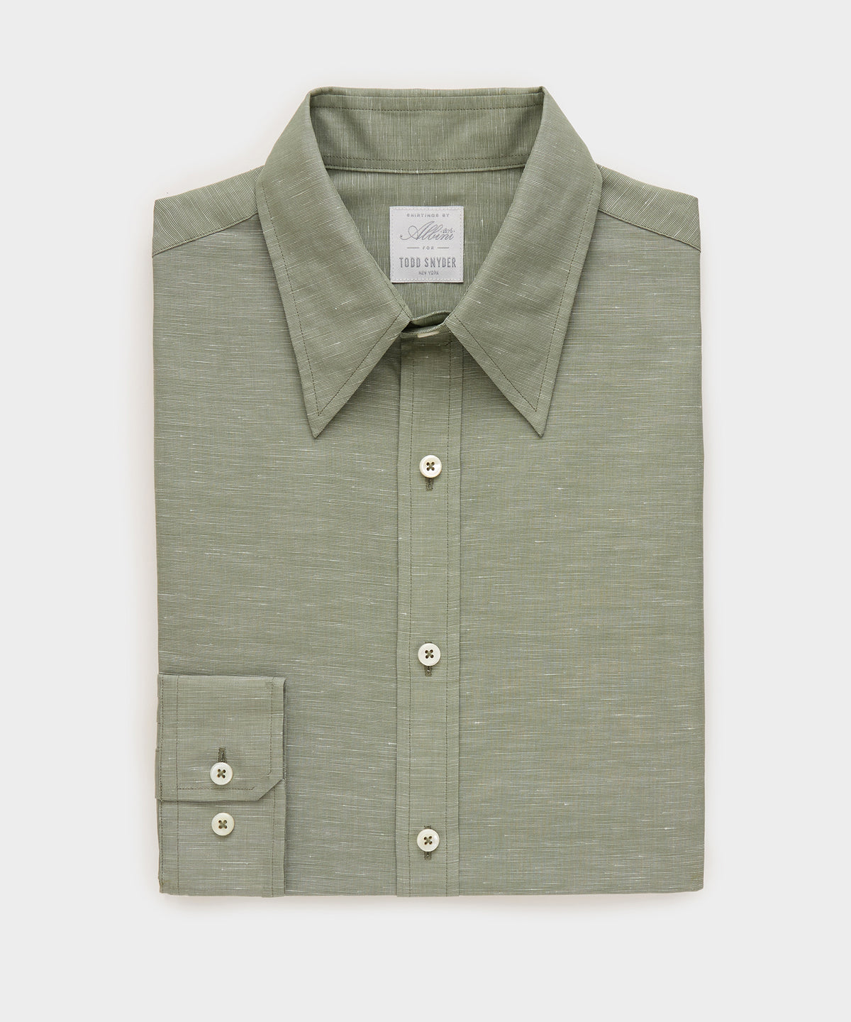 Italian Cotton-Linen Long Point Collar Dress Shirt