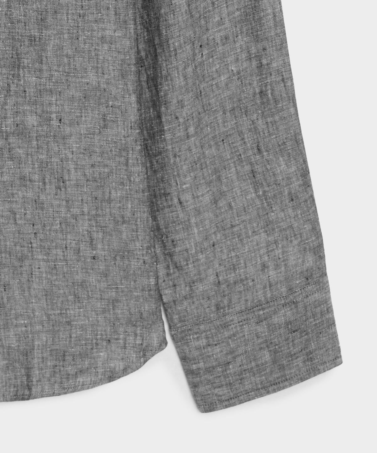 Close-up detail of the Todd Snyder Linen Western Shirt.
